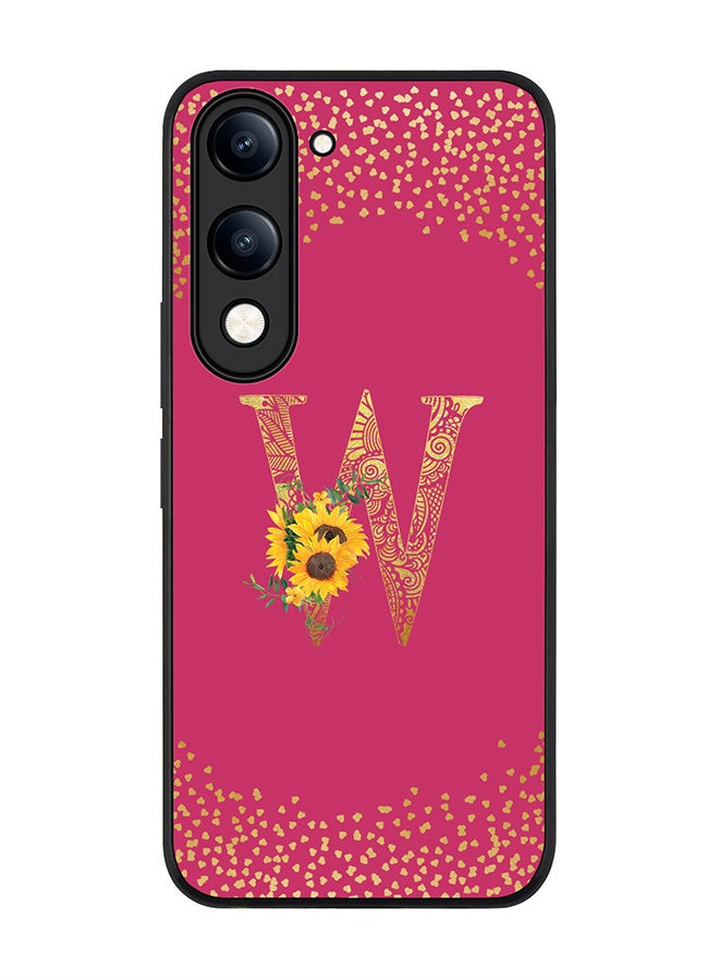 For vivo Y29s 5G / Y19s 5G Case,Slim fit Camera Protection, Shockproof Thin Phone cover  - Custom Floral Monogram - W ( Deep Pink )